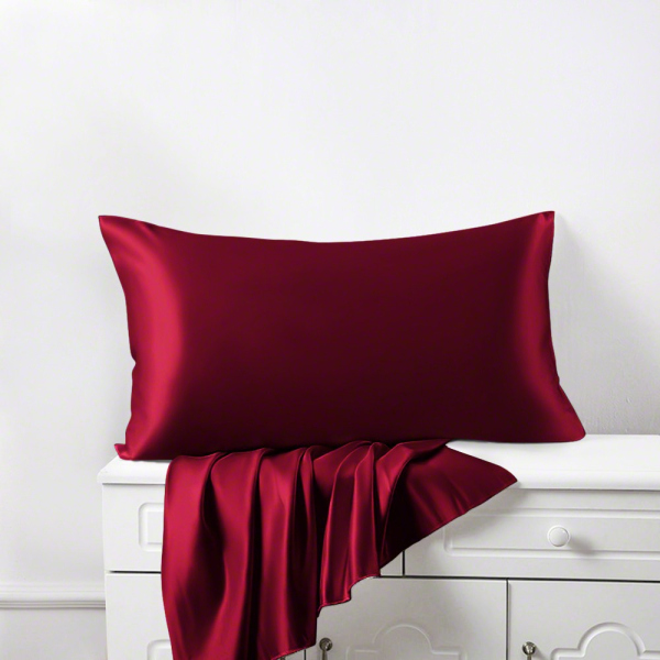 satin pillow case (1 pcs) - burgundy 
 غطاء وسادة ساتان (قطعة واحدة) - خمري